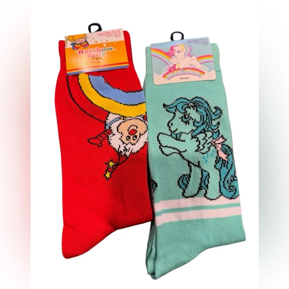Gift Bundle of 2 Rainbow Brite and My Little Pony Socks 80s Retro NWT